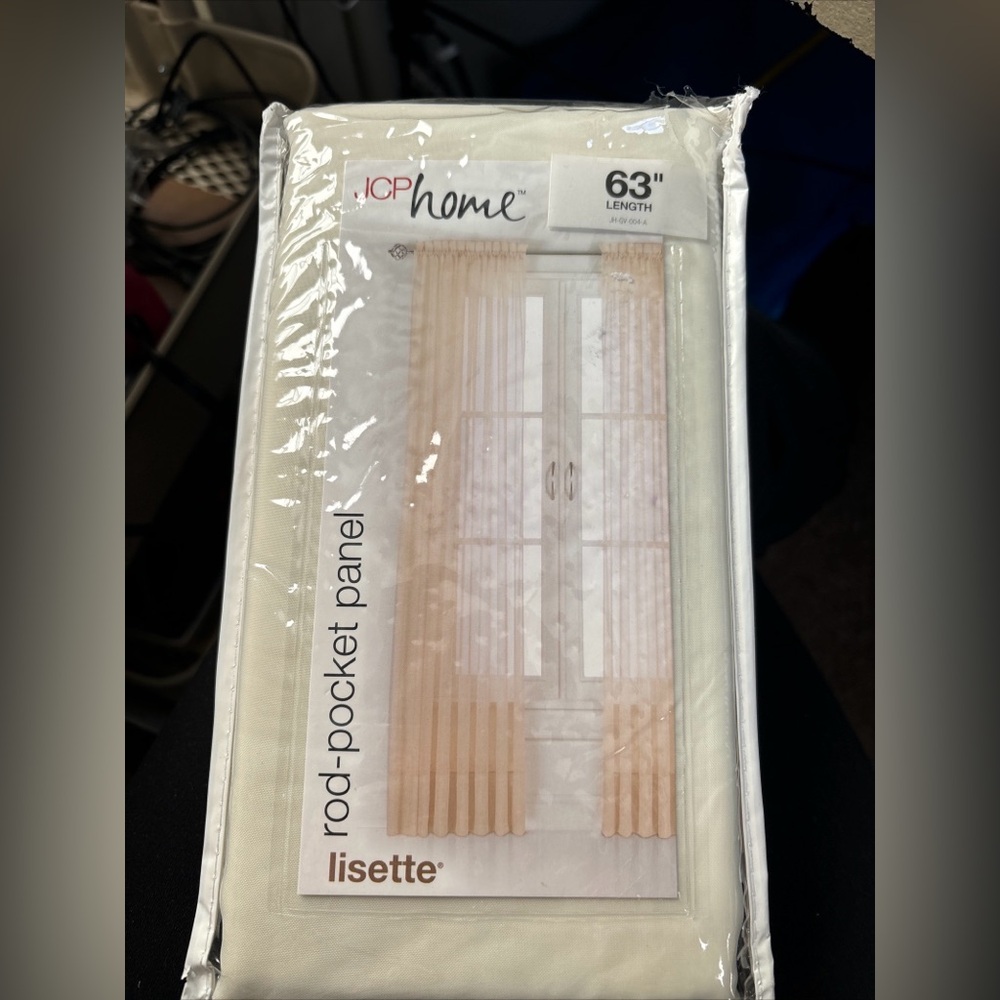 NEW Vintage JC PENNEY HOME COLLECTION  LISETTE  CURTAIN PANEL CREAM  60" X 63”